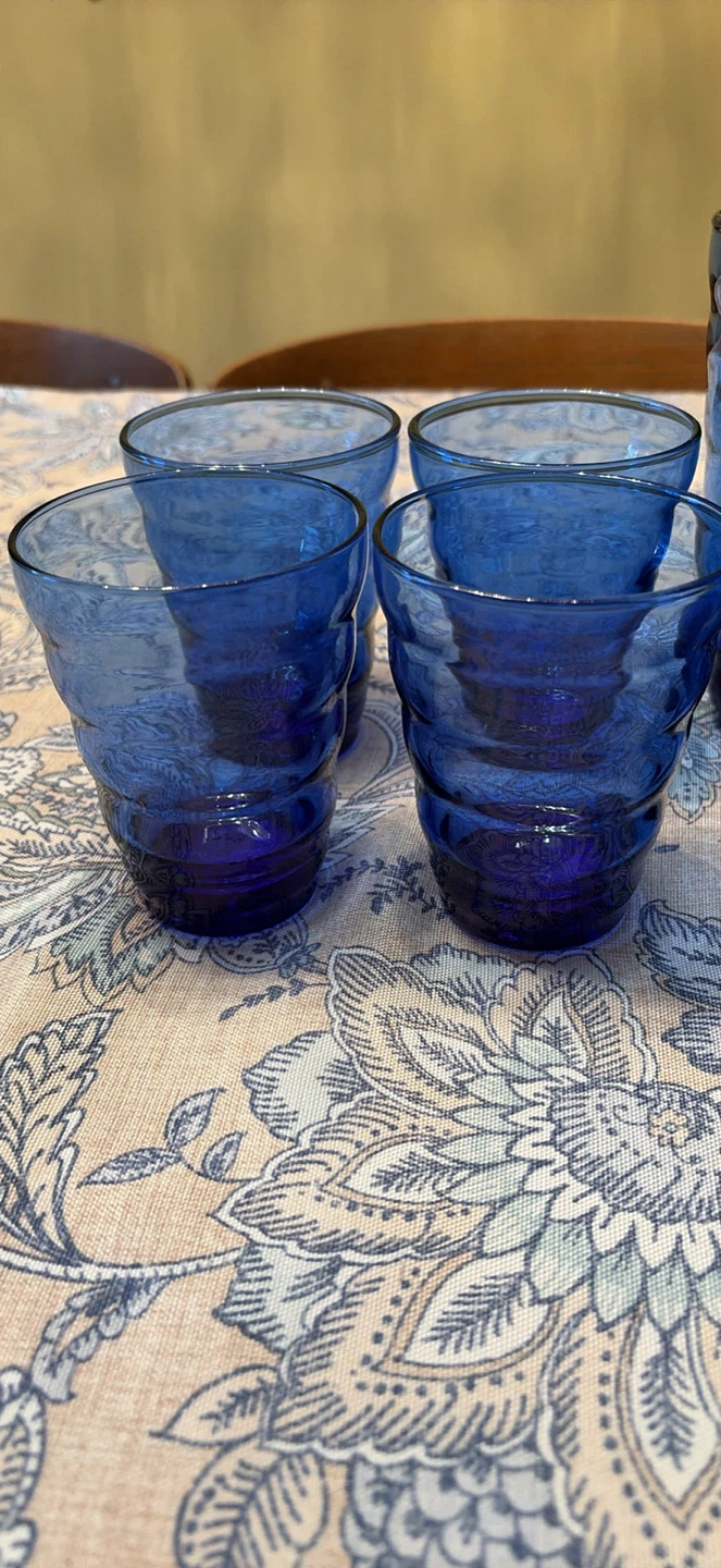 Vintage Set of 8 cobalt blue beehive Tumblers - photo 3