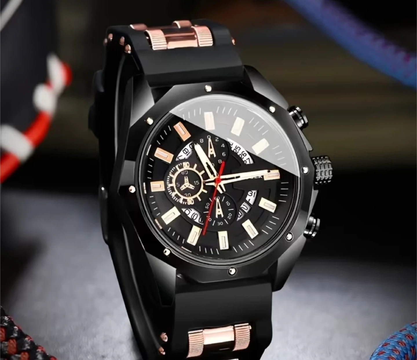 Rclock Men's Black and Rose Gold Chronograph Watch - photo 2