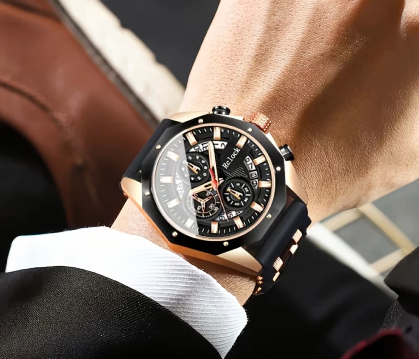 Rclock Chronograph Watch - Black & Rose Gold - photo 2