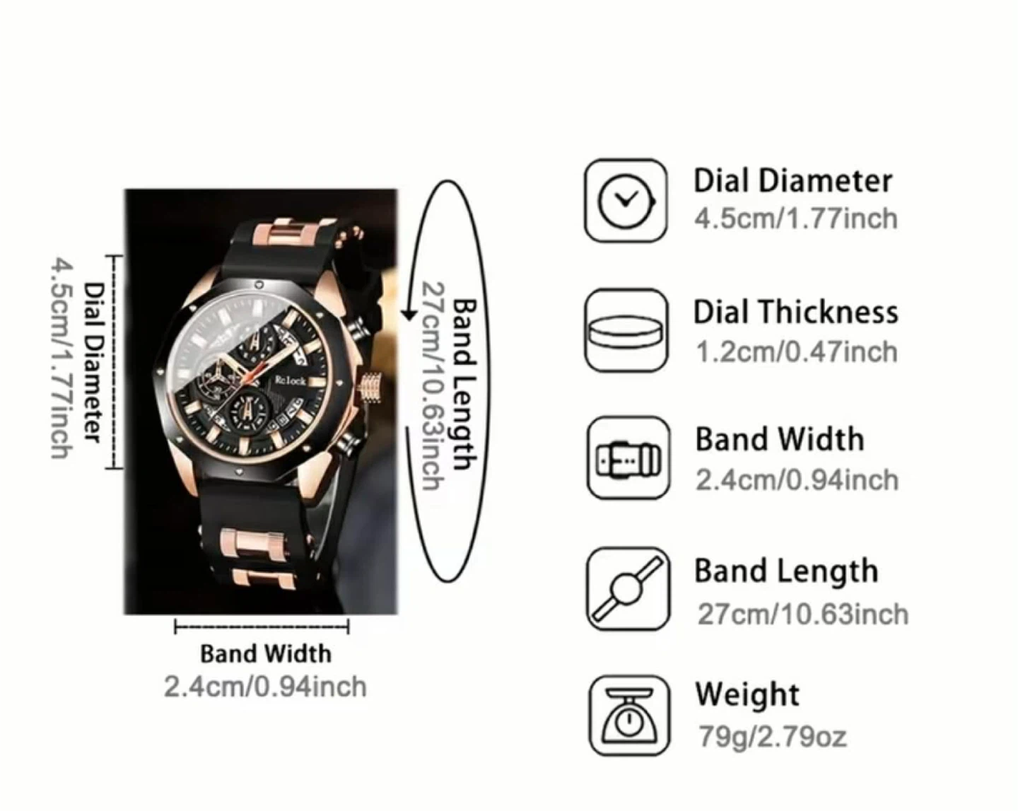 Rclock Men's Chronograph Watch Black Gold - photo 3