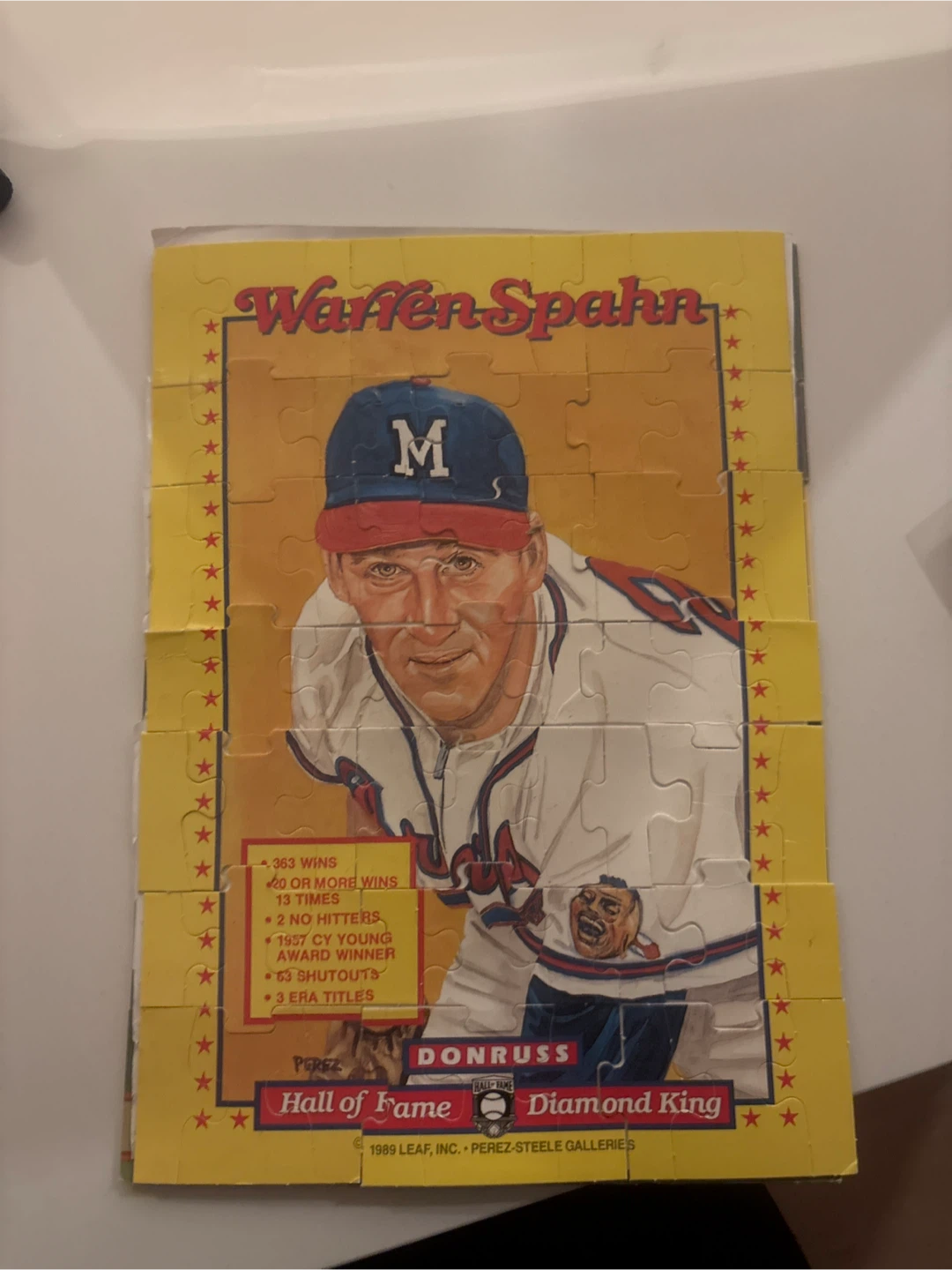 Warren Spahn Donruss Hall of Fame Diamond King Puzzle