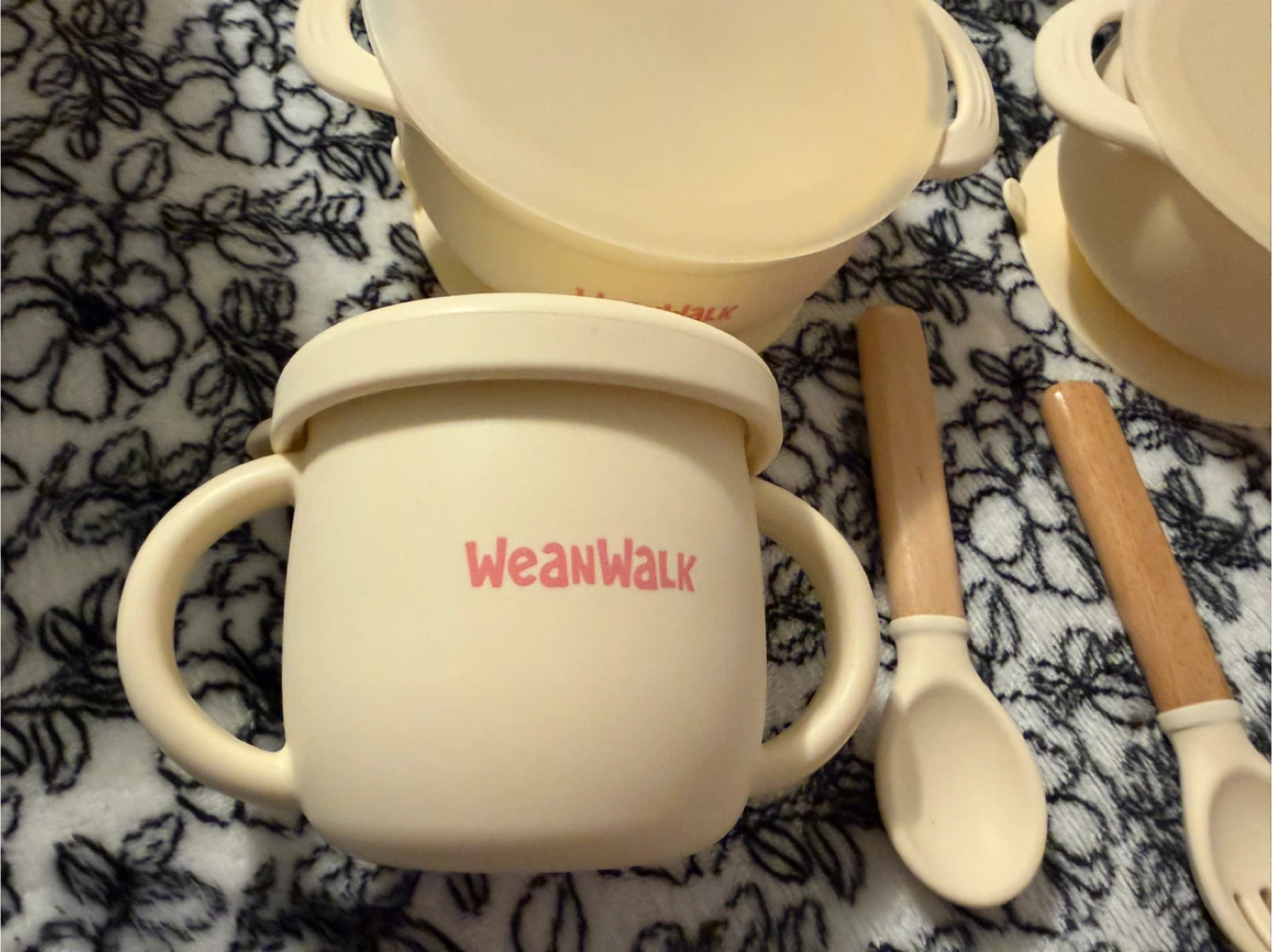 WeanWalk Silicone Baby Feeding Set with Bowl, Cup, Utensils - photo 4