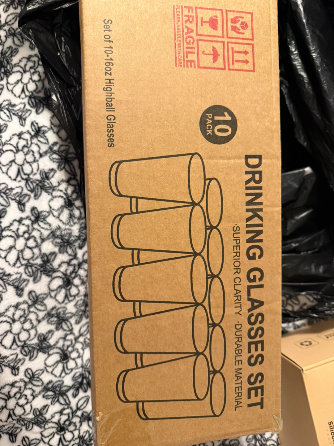 10-Pack 16oz Highball Drinking Glasses Set