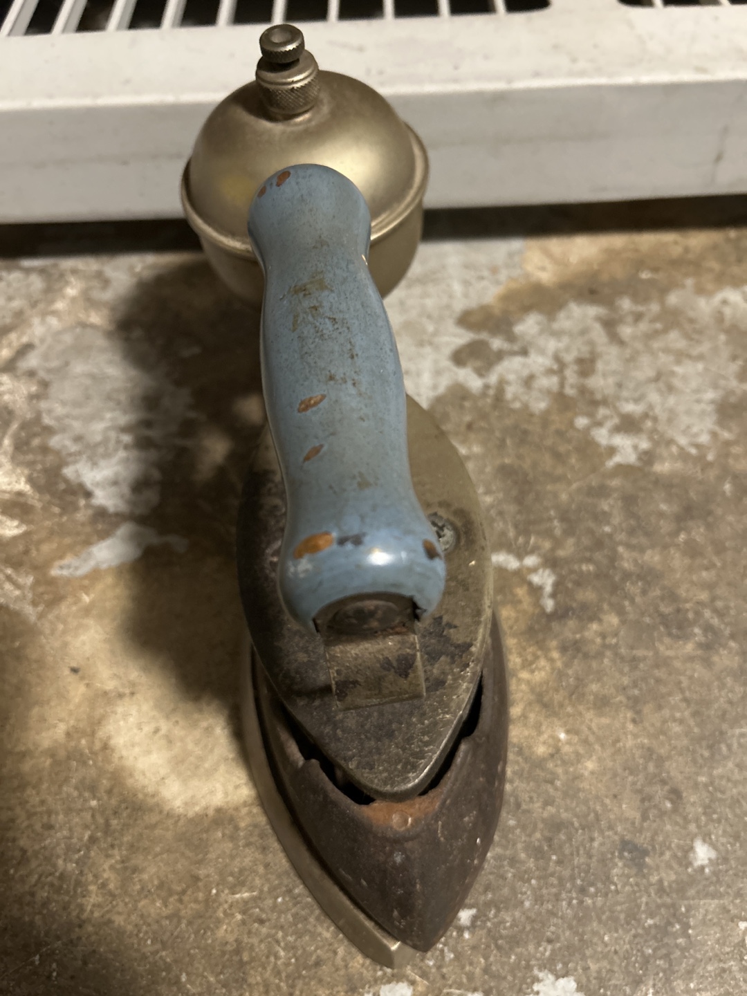 Vintage Blue Handle Fuel Iron