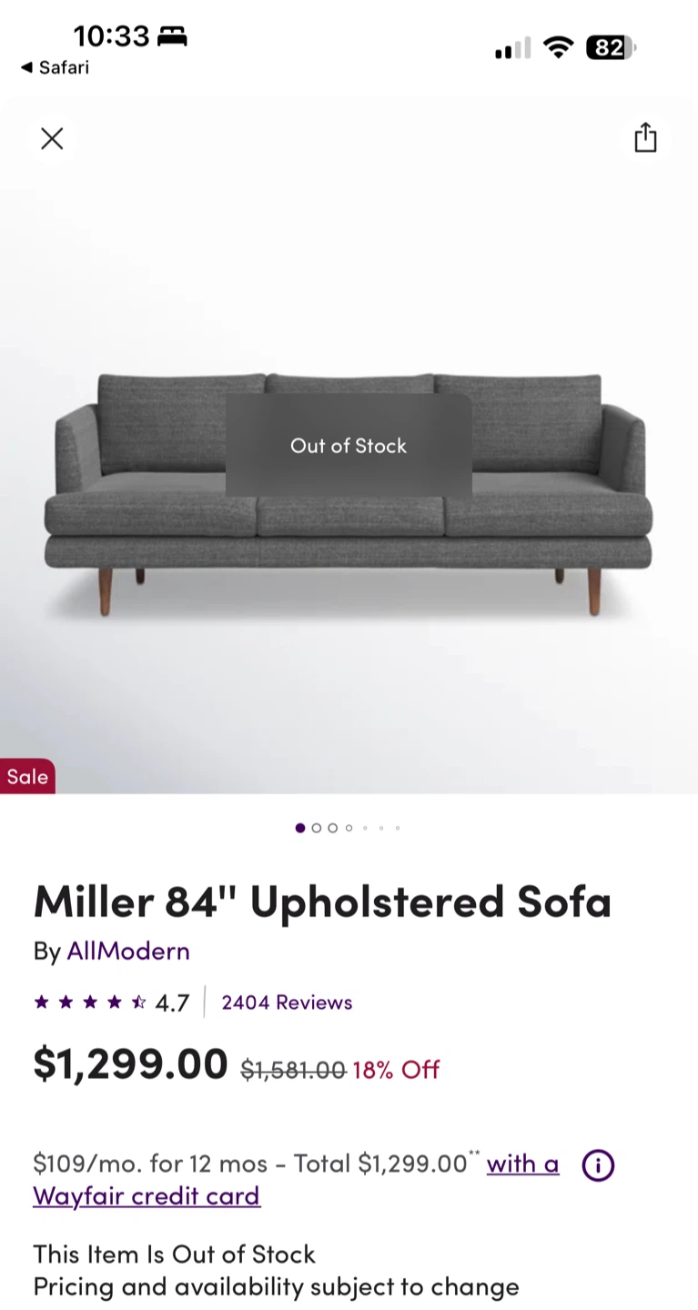 AllModern Miller 84" Upholstered Sofa - Gray - photo 5