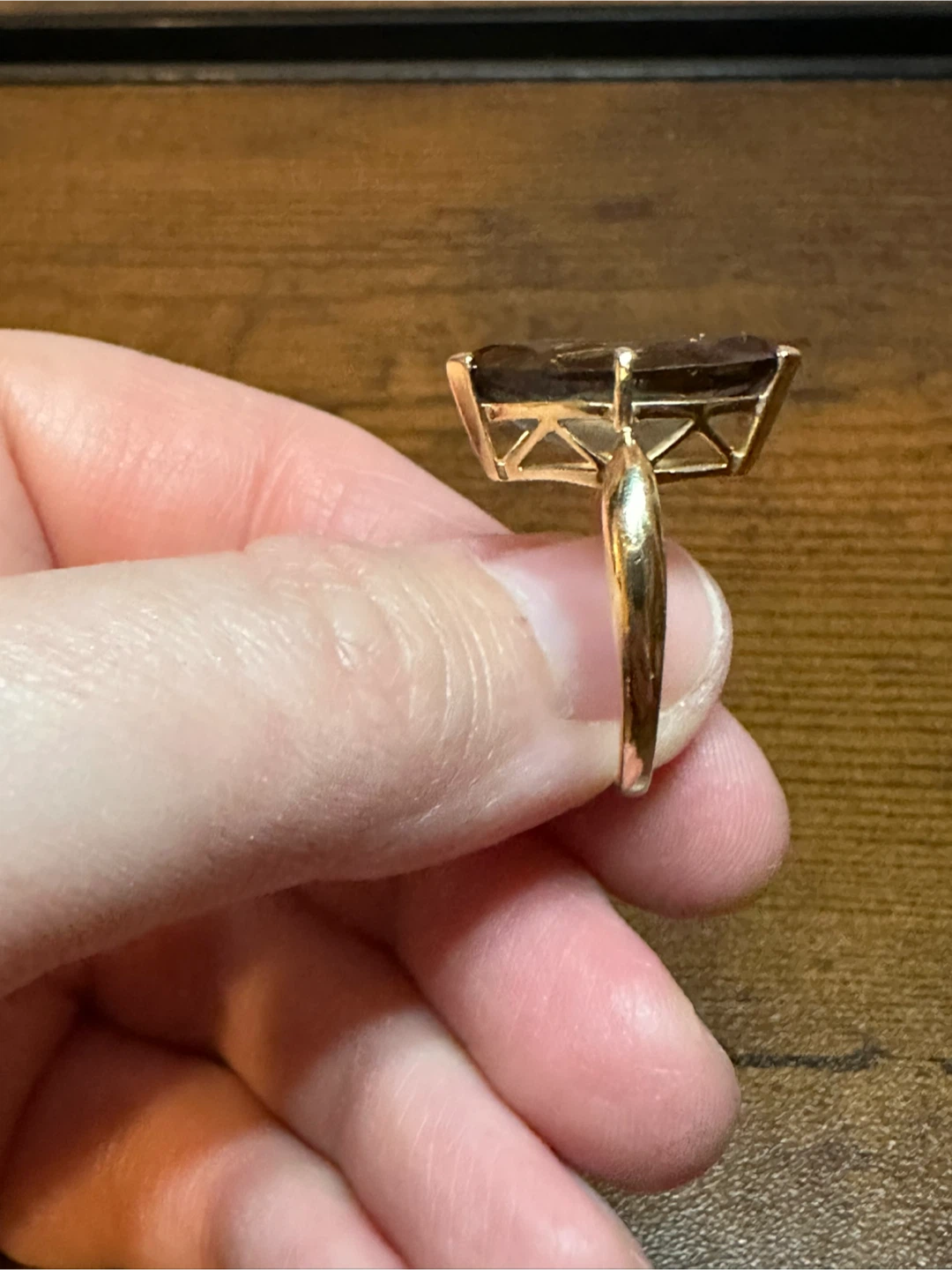 14K Gold Marquise Smokey Topaz Ring - photo 3