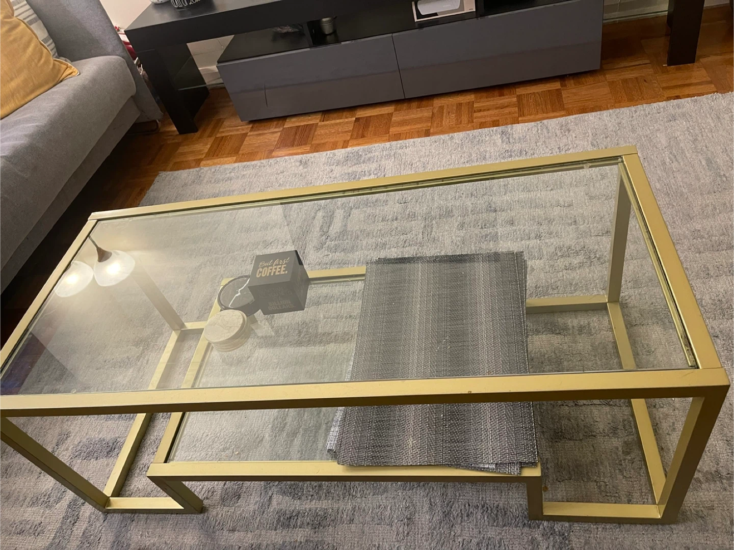 Mercer41 Imel Frame Coffee Table with Storage - Gold - photo 3