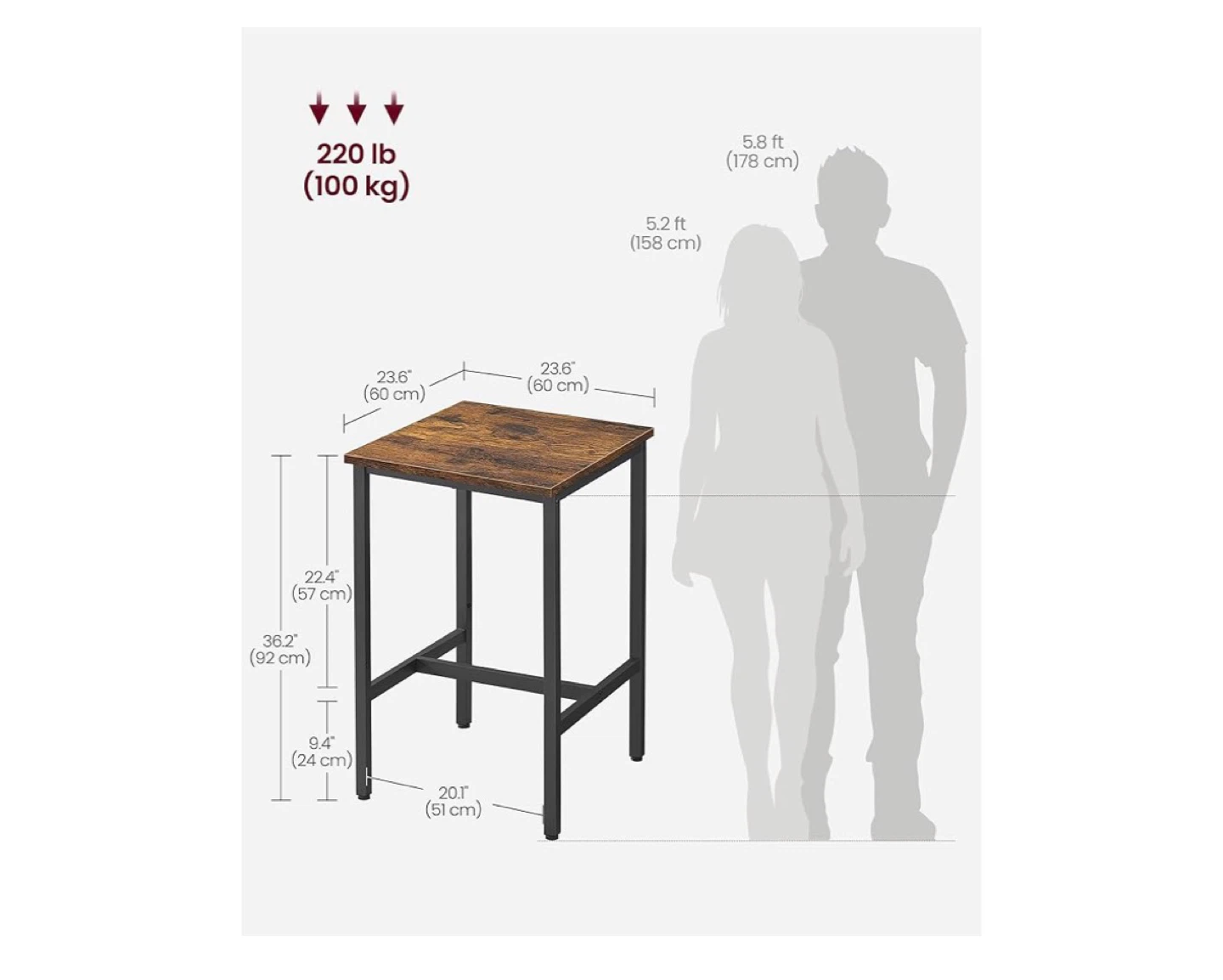 VASAGLE Bar Table with Metal Frame - photo 3