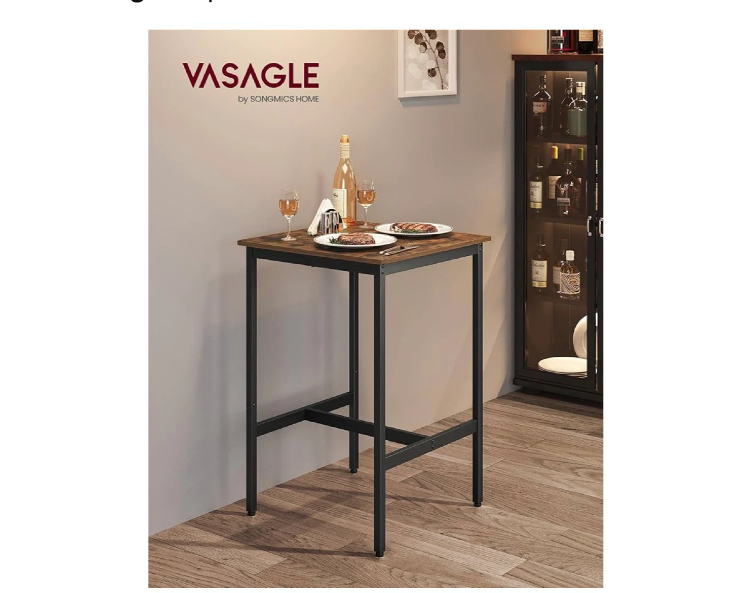 VASAGLE Bar Table with Metal Frame