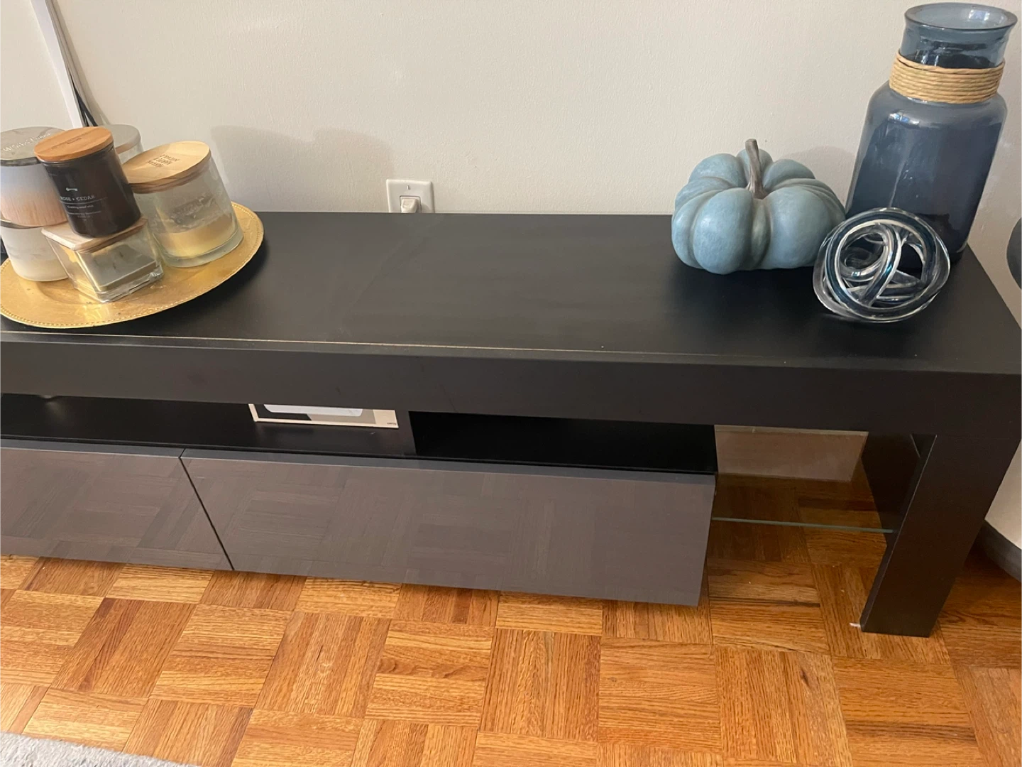 Black Entertainment Center with Storage - photo 3