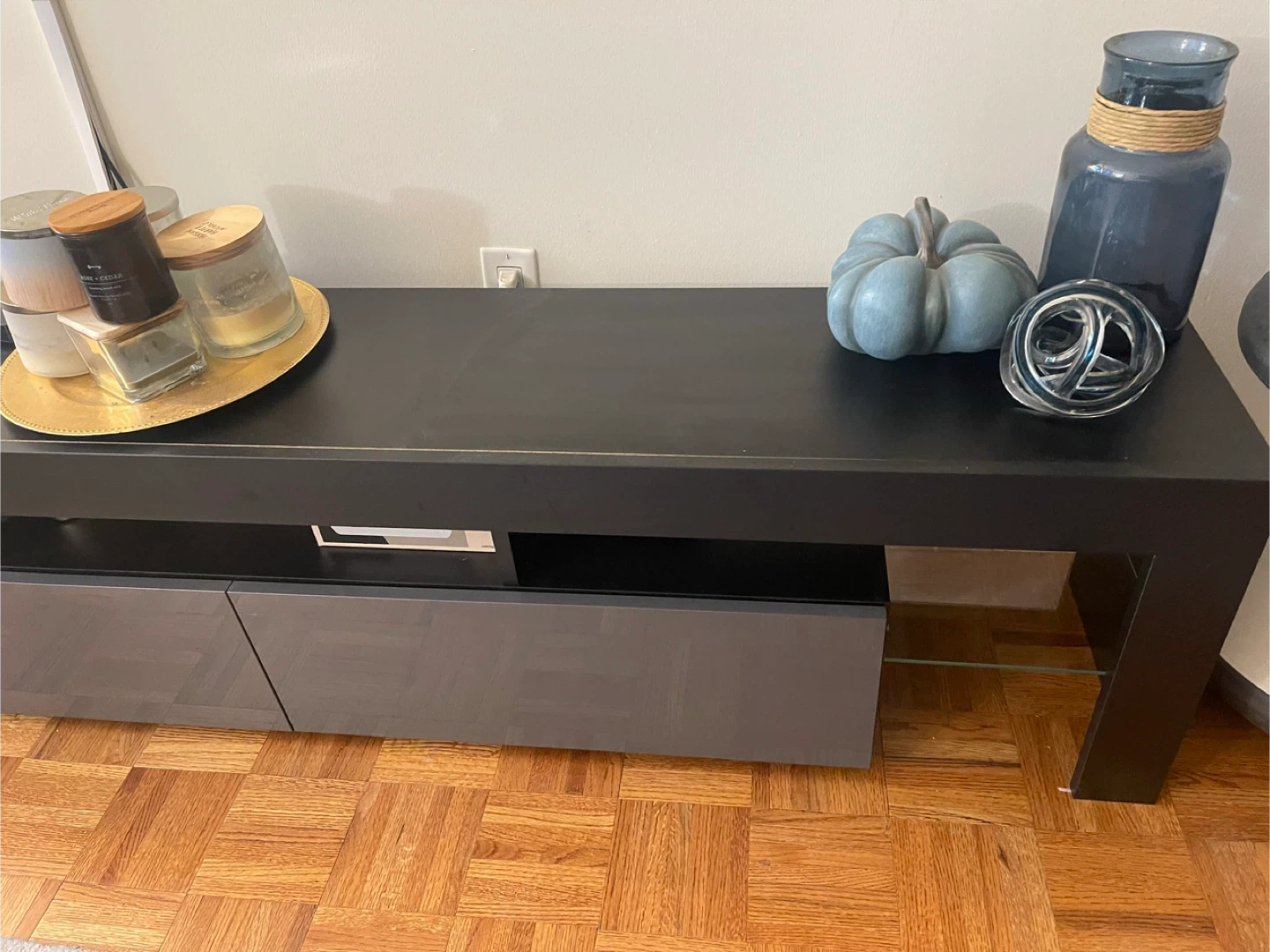 Black Entertainment Center with Storage - photo 5