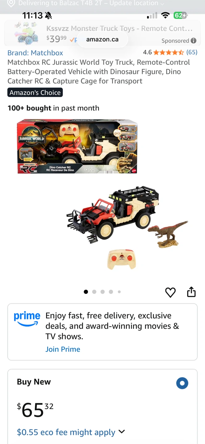 Matchbox RC Jurassic World Toy Truck with Dinosaur - photo 2