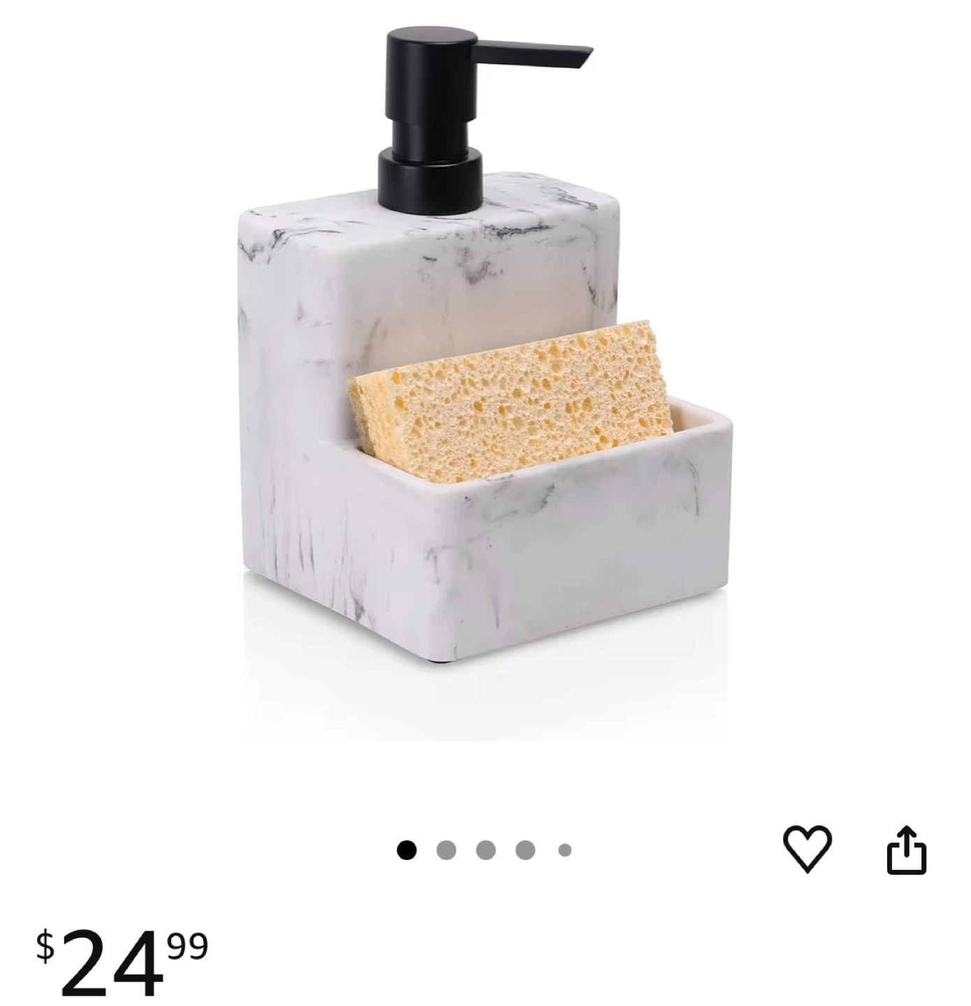 Marble Look Soap Dispenser and Sponge Holder - photo 3