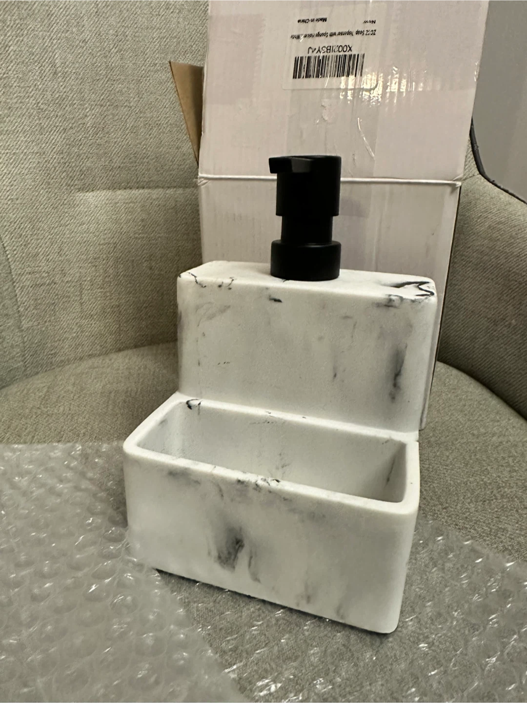 Marble Look Soap Dispenser and Sponge Holder