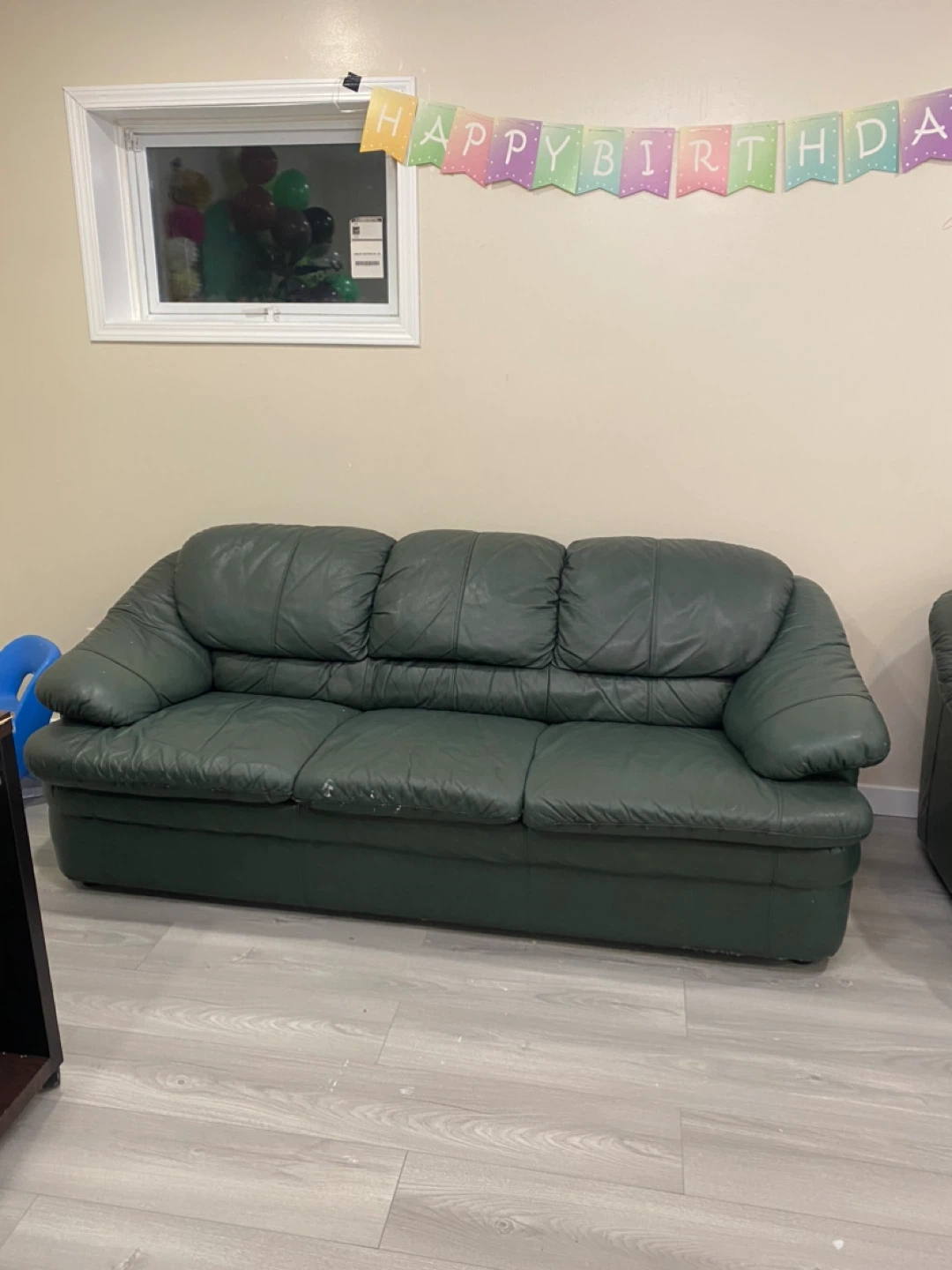 Green Leather Sofa urgent sale