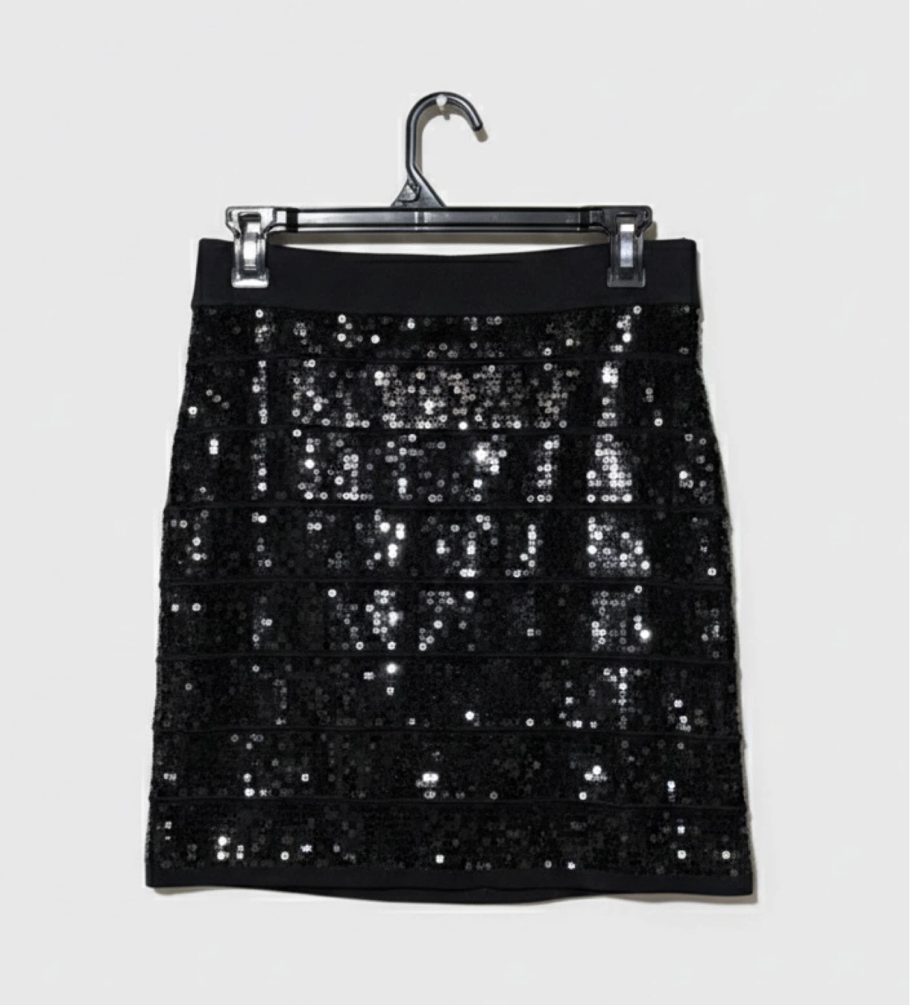 Black Sequin Mini Skirt
