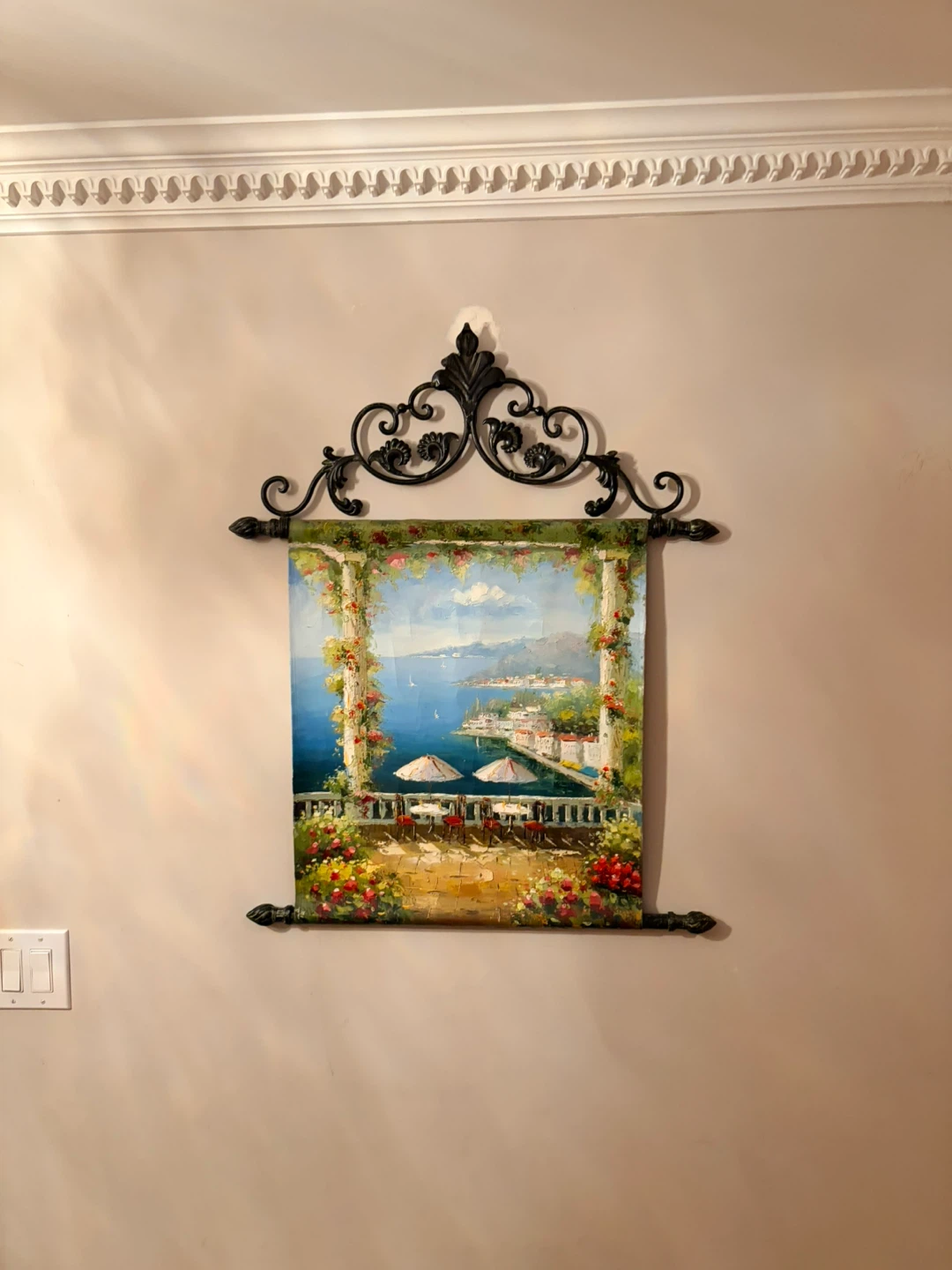 Wall Tapestry with Italian Seaside Village Scene