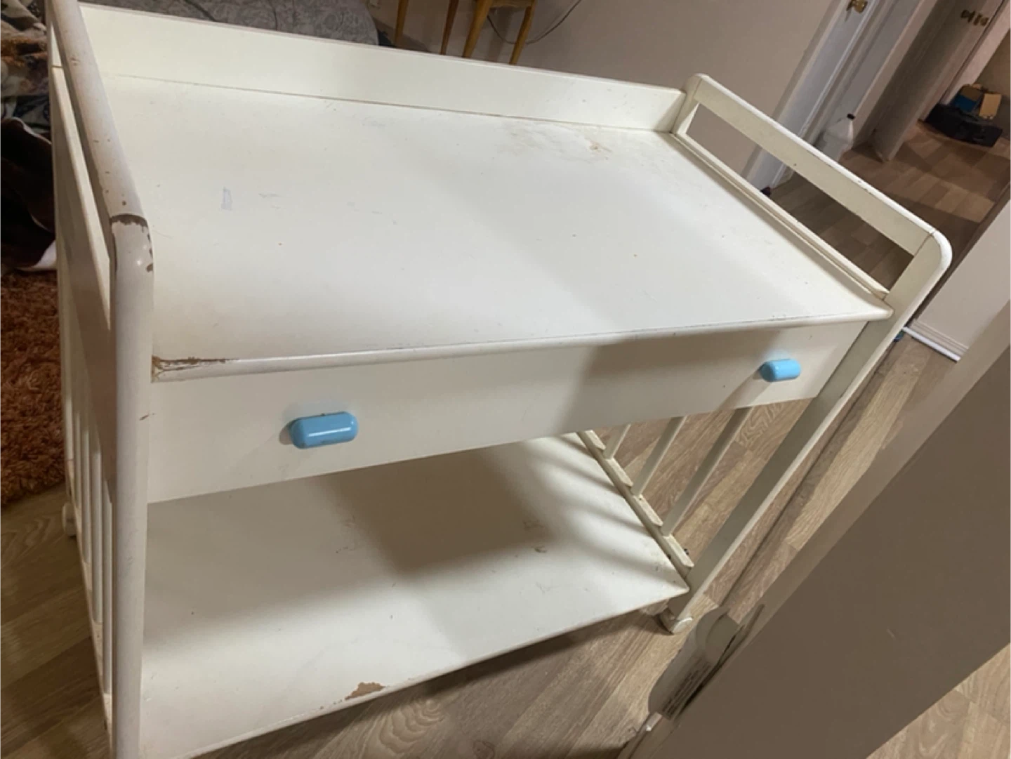 White Baby Changing Table with Drawer