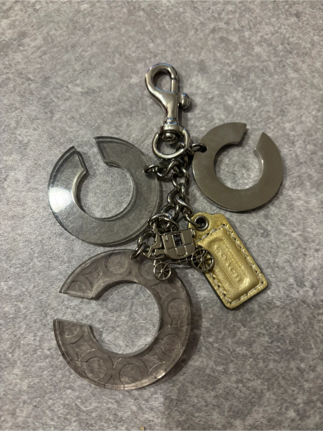 Coach C Logo and Carriage Charm Keychain