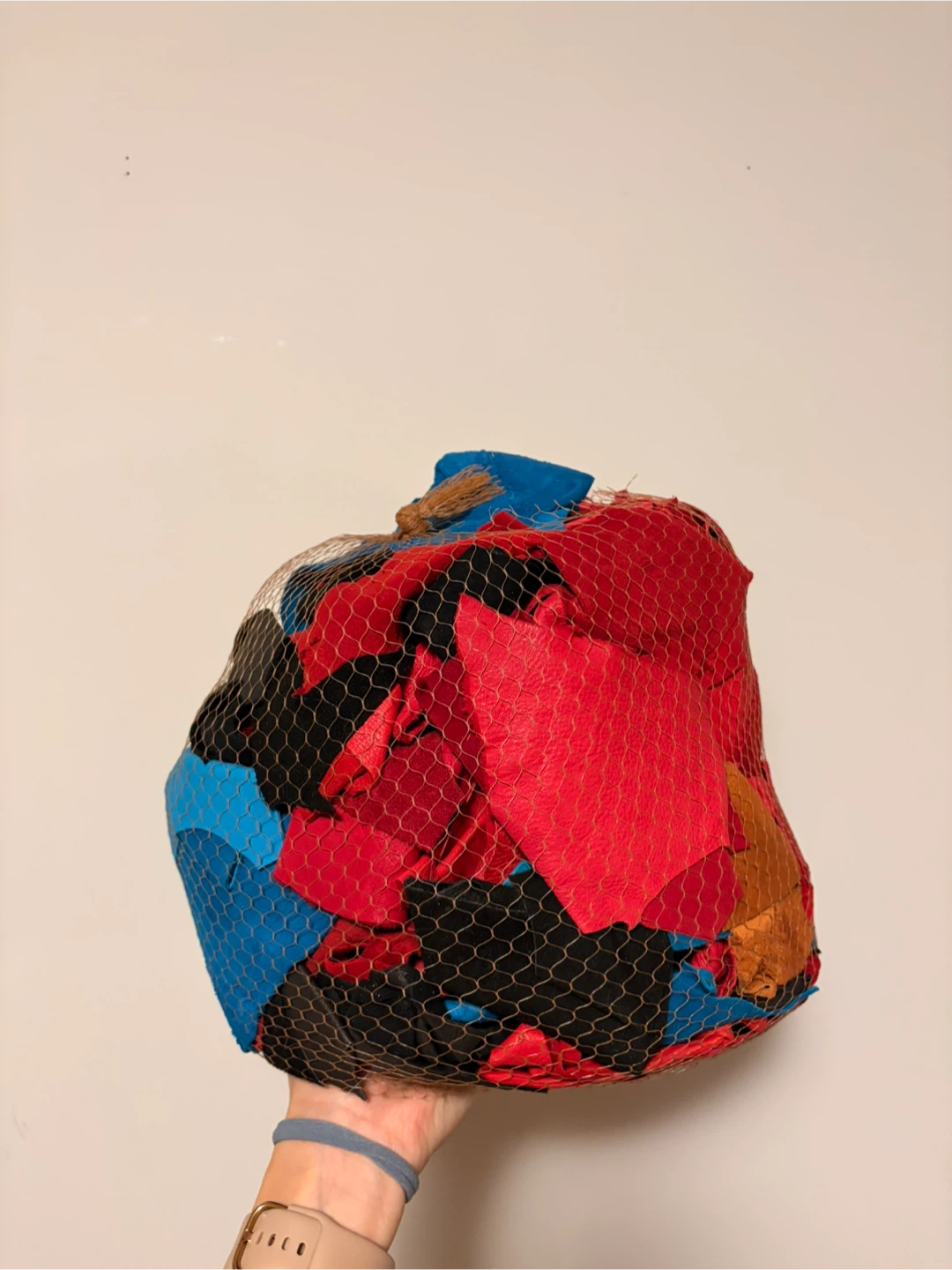 Bag of Craft Leather Scraps - Red, Blue, Black