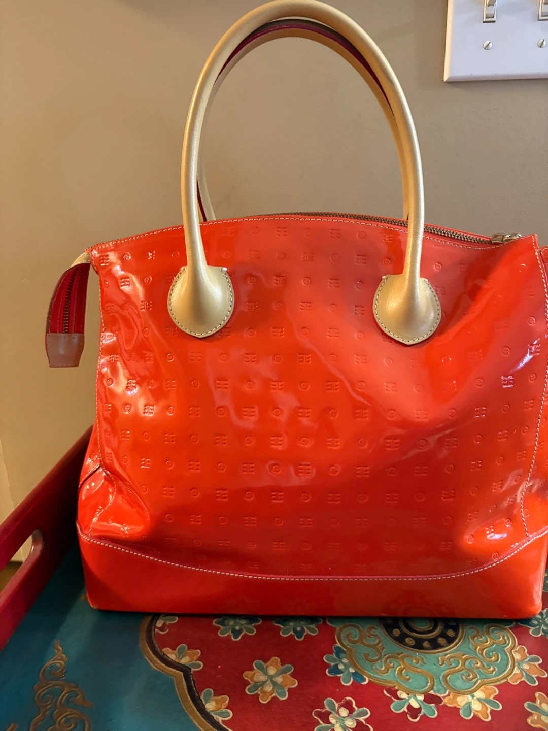 Arcadia Bright Orange Italian Leather Handbag - photo 2