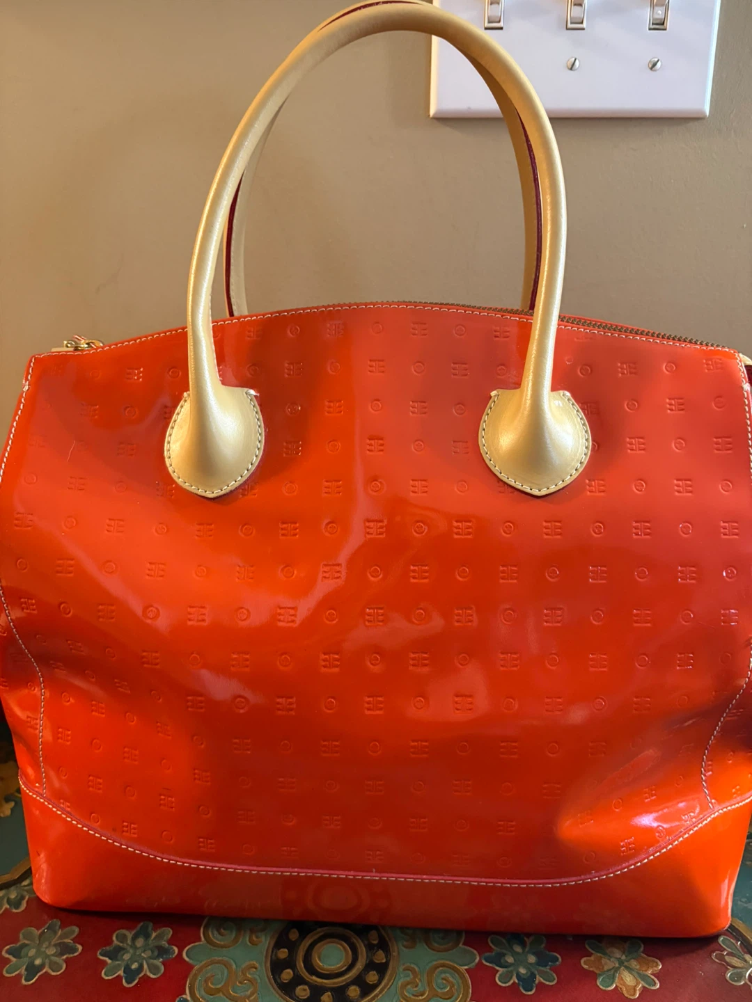 Arcadia Bright Orange Italian Leather Handbag - photo 5