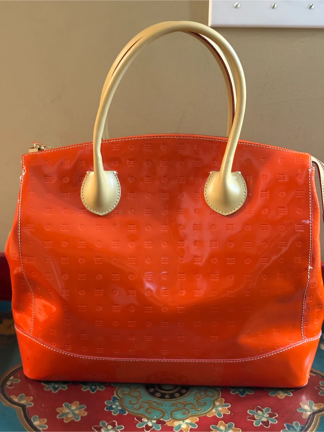 Arcadia Bright Orange Italian Leather Handbag