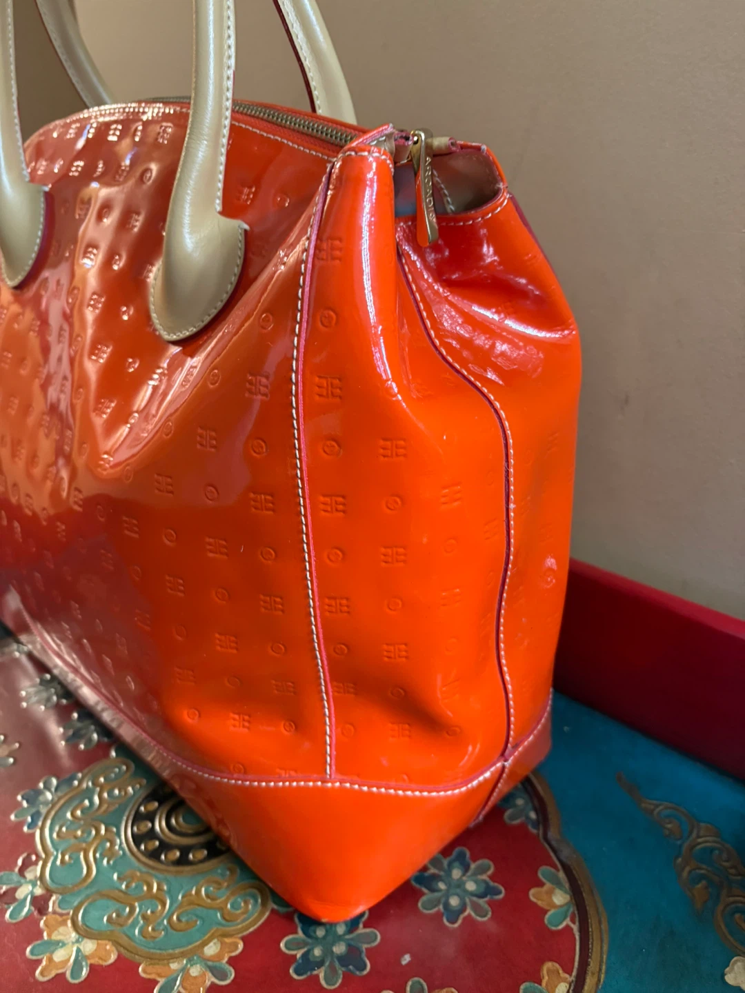 Arcadia Bright Orange Italian Leather Handbag - photo 3