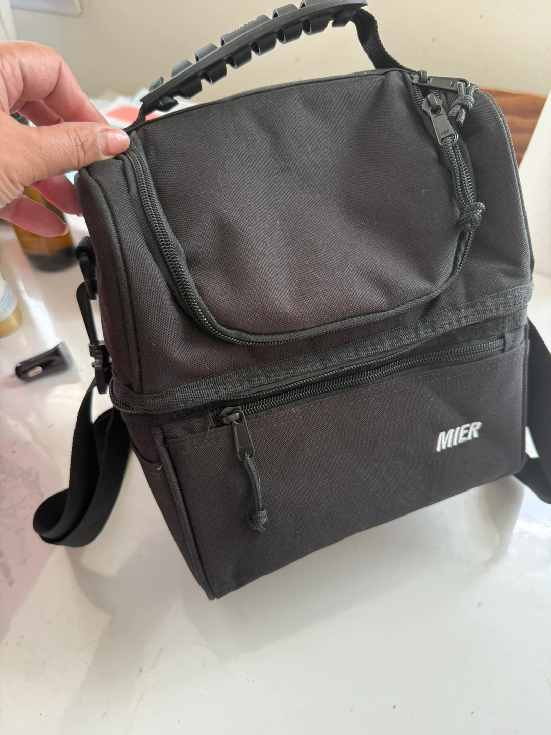 MIER Black Insulated Lunch Bag