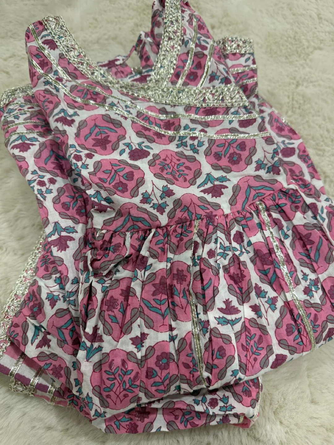 3 Piece Indian Traditional Dress Set - Pink Floral - photo 2