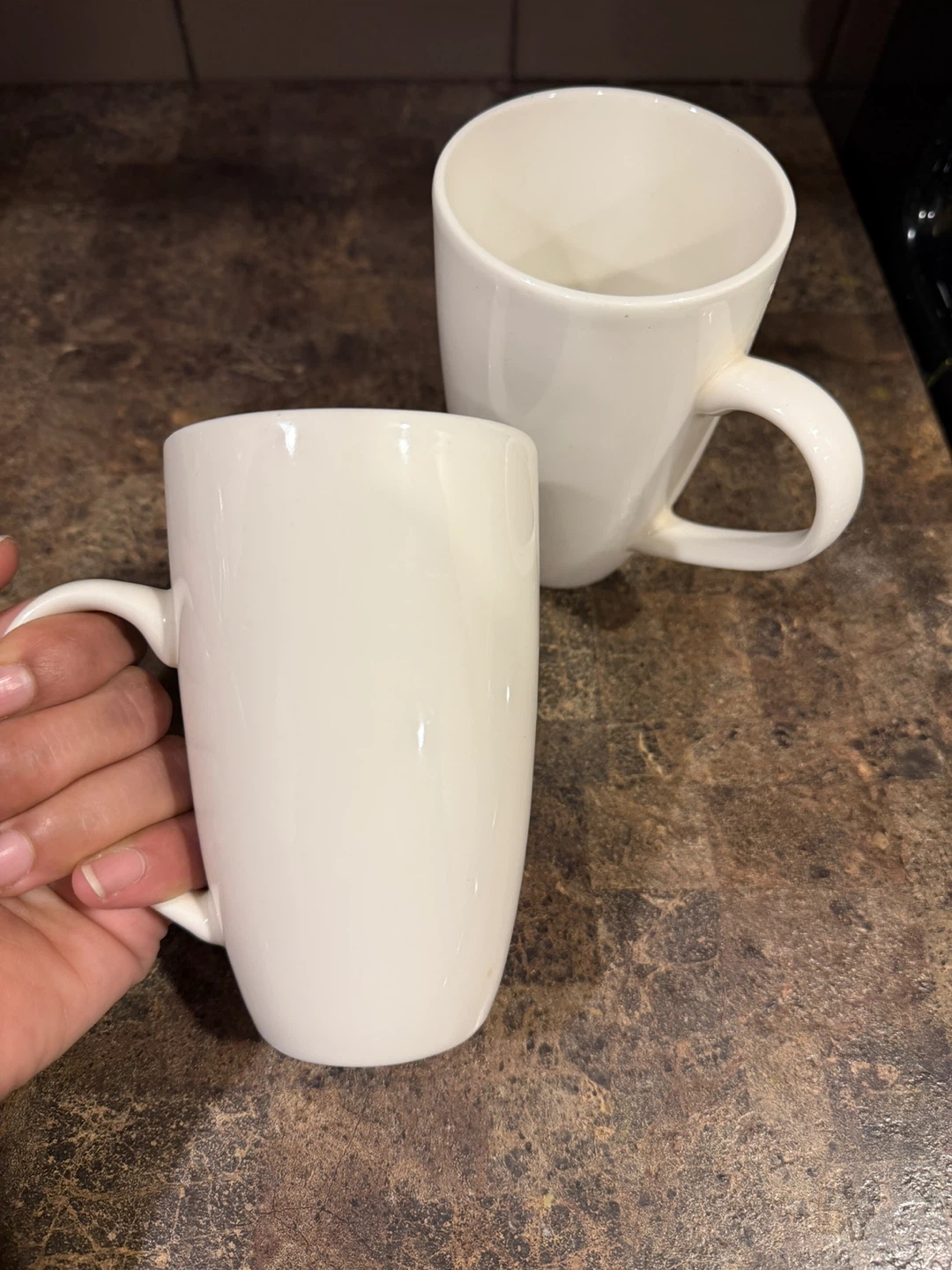 Two White Ceramic Mugs