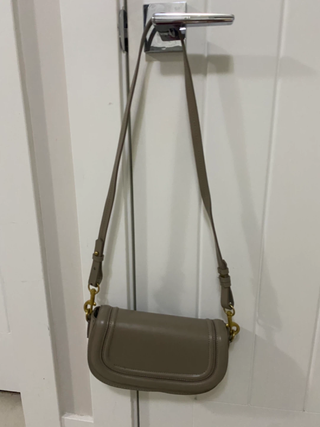 Zara Taupe Leather Saddle Bag