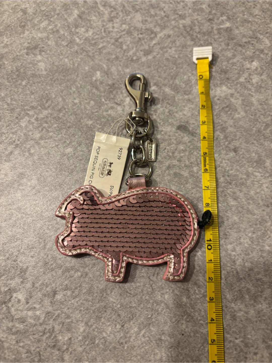 Coach Pink Sequin Pig Bag Charm Keychain - photo 3