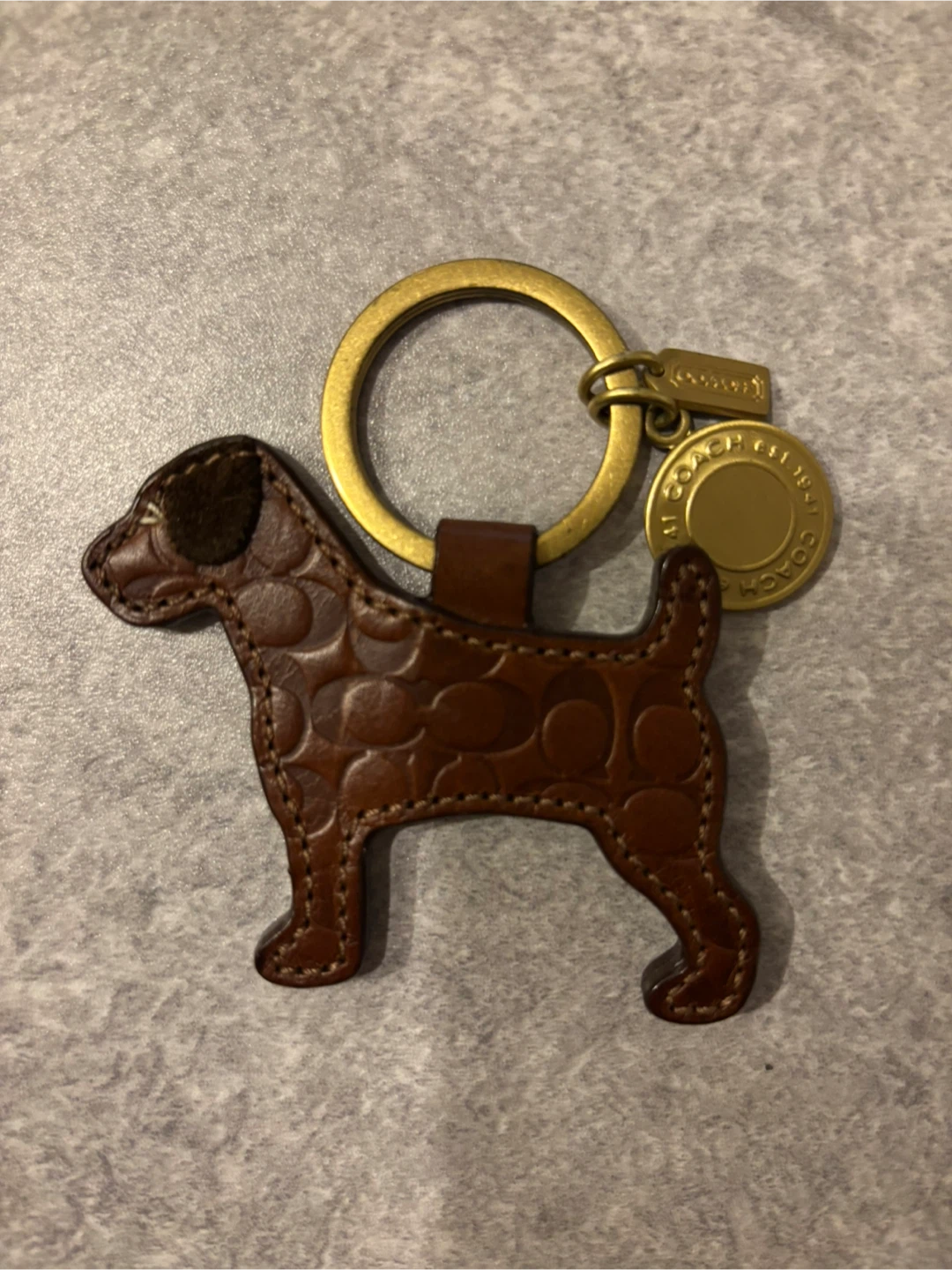 Coach Dog Shaped Leather Keychain