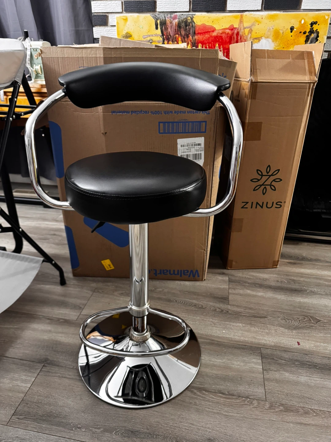 Bar Stool with Curved Back & Swivel Seat - photo 3