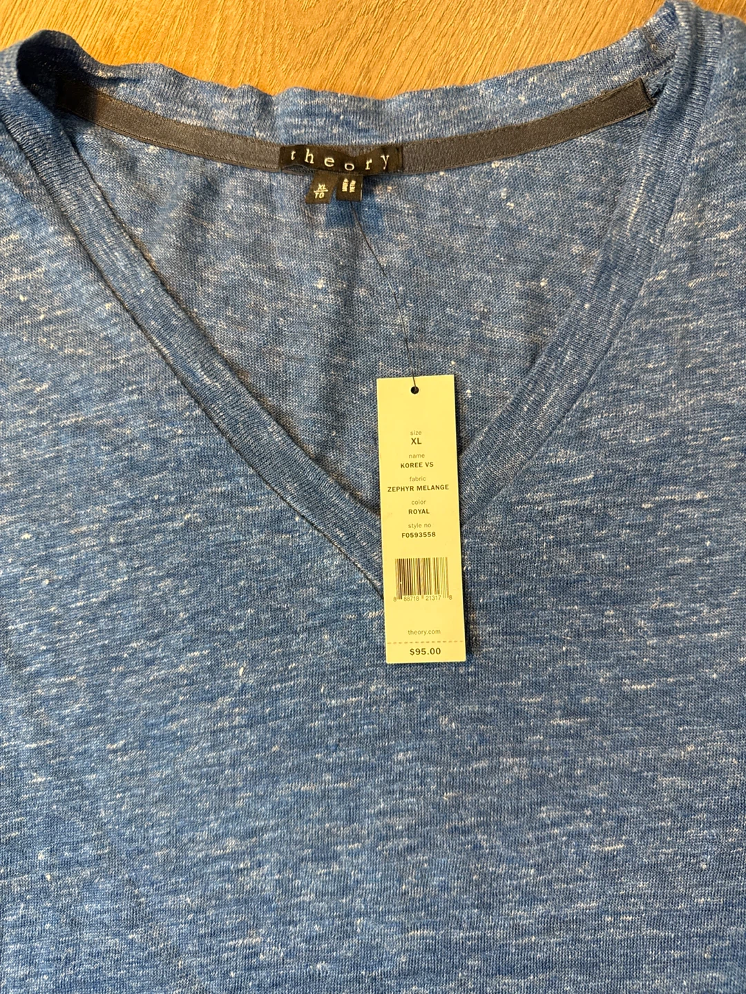 Theory Men's V-Neck T-Shirt - Blue, Size XL - photo 3