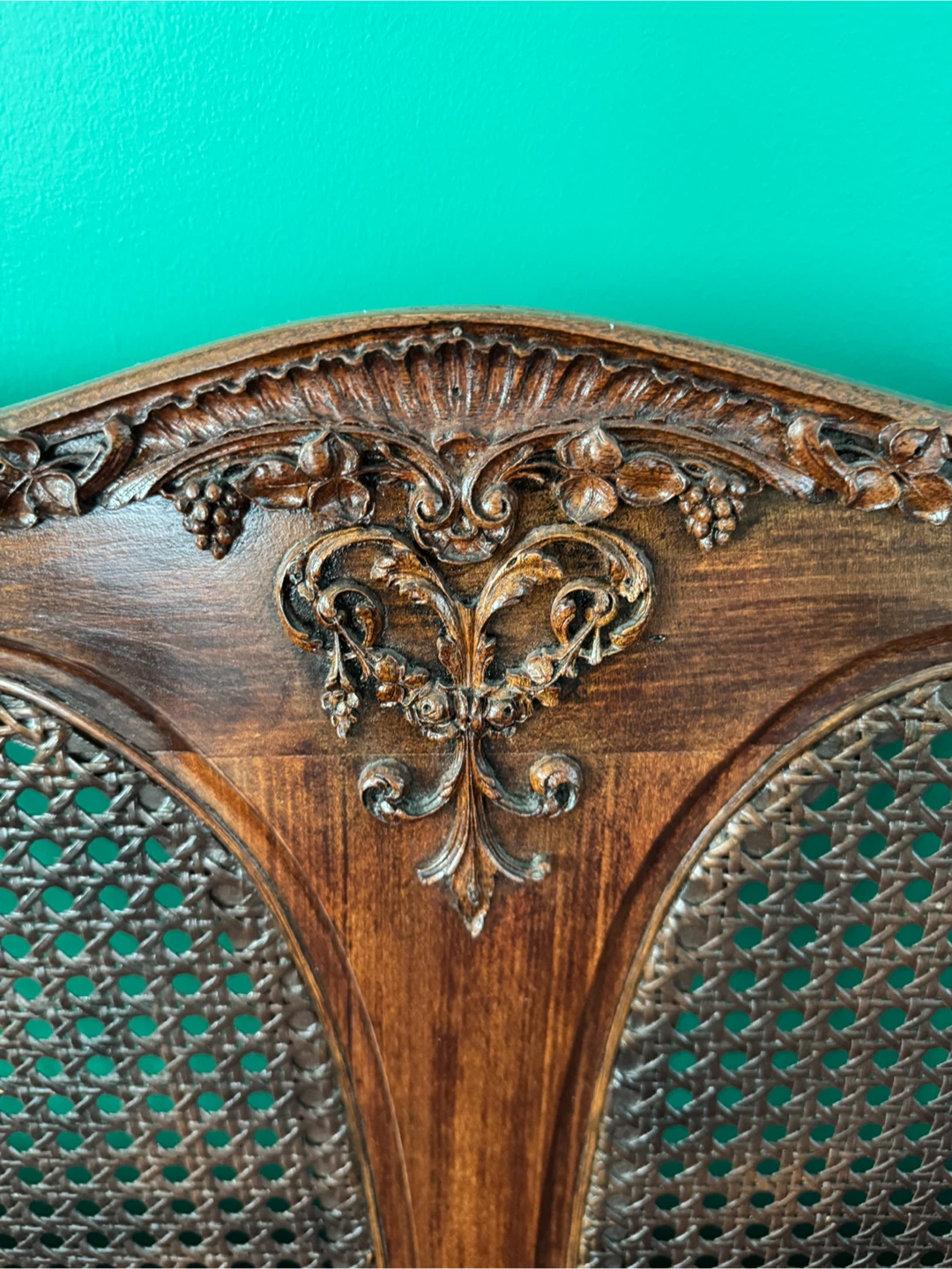 Vintage Upholstered Armchair with Cane Back - photo 4