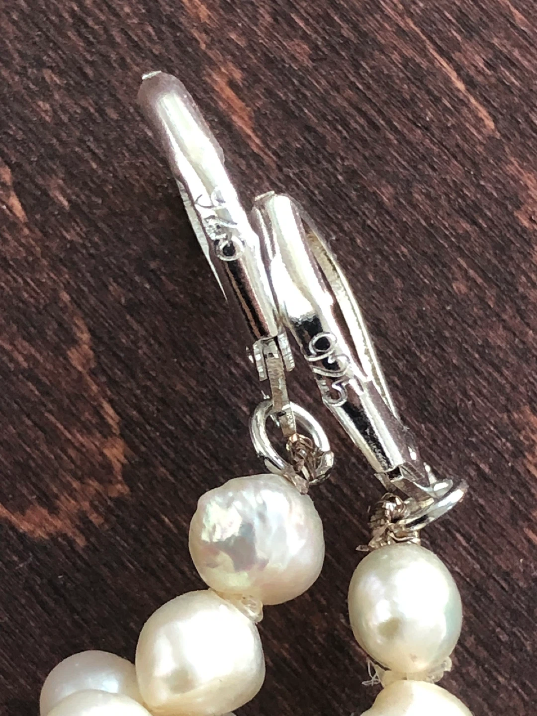 Handmade Stamped 925 & Real Pearl Drop Earrings - photo 2