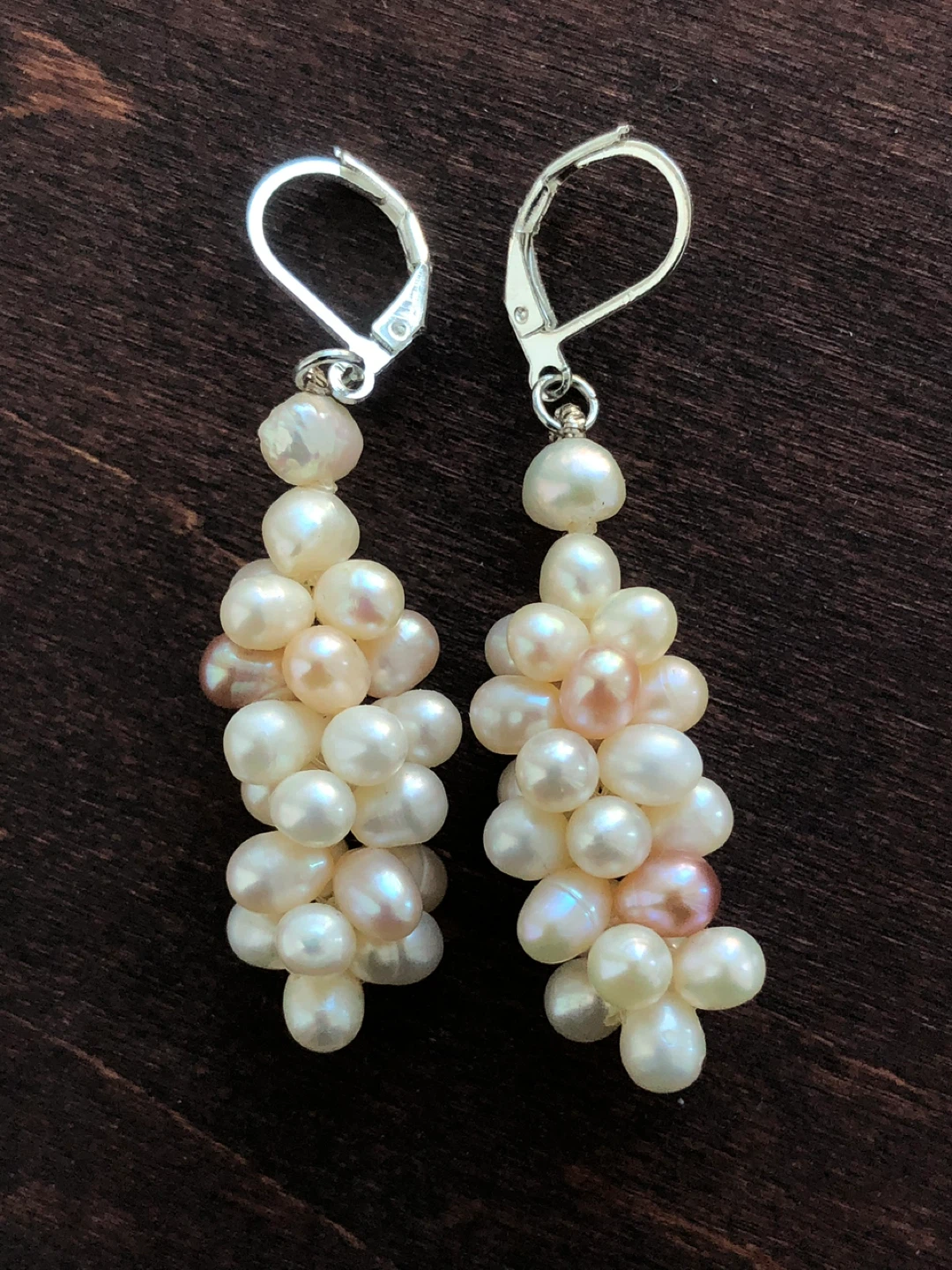 Handmade Stamped 925 & Real Pearl Drop Earrings