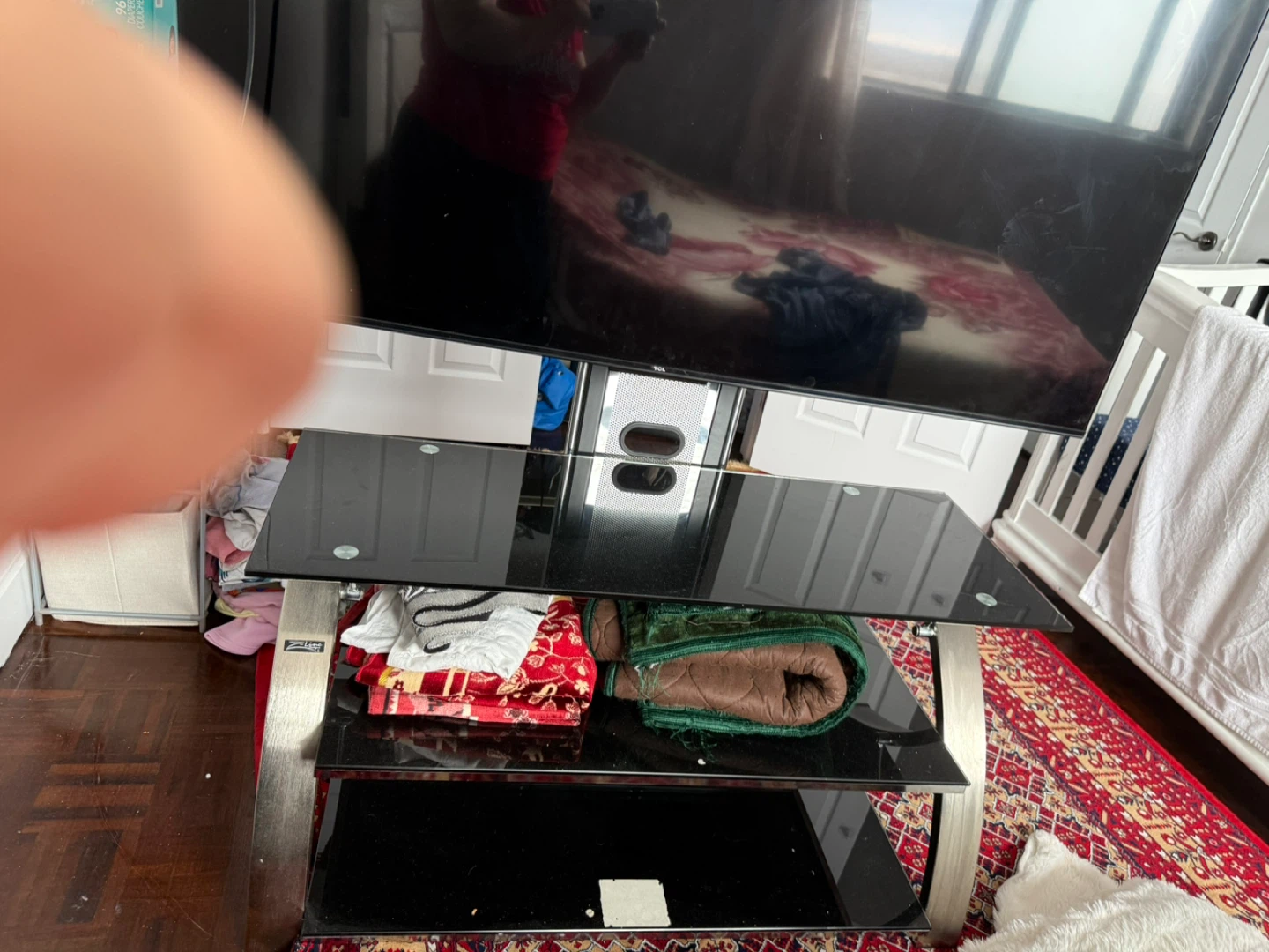 TCL 3-Shelf TV Stand with Glass Shelves - photo 2
