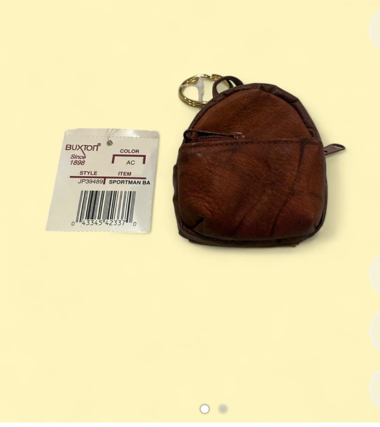 Buxton Brown Leather Mini Backpack Keychain - photo 3