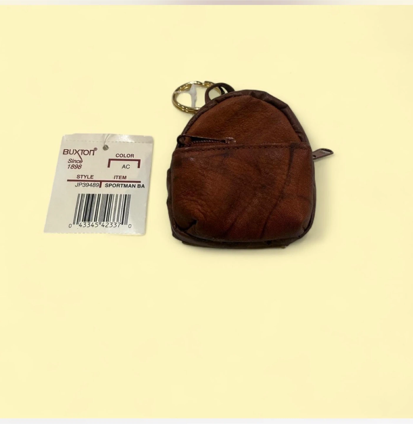 Buxton Brown Leather Mini Backpack Keychain