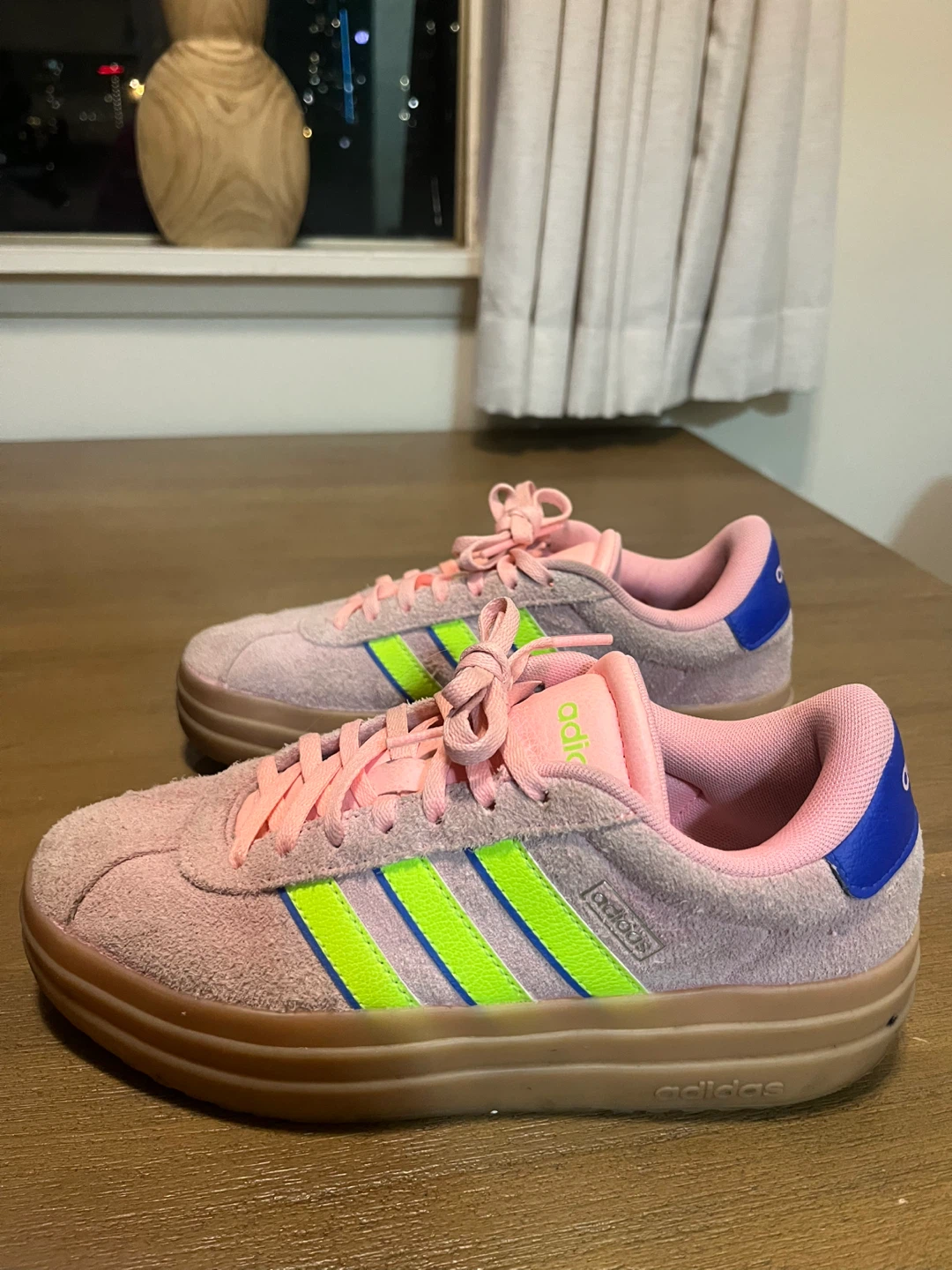 Adidas Women's Pink & Neon Green Sneakers Size 6.5 - photo 3