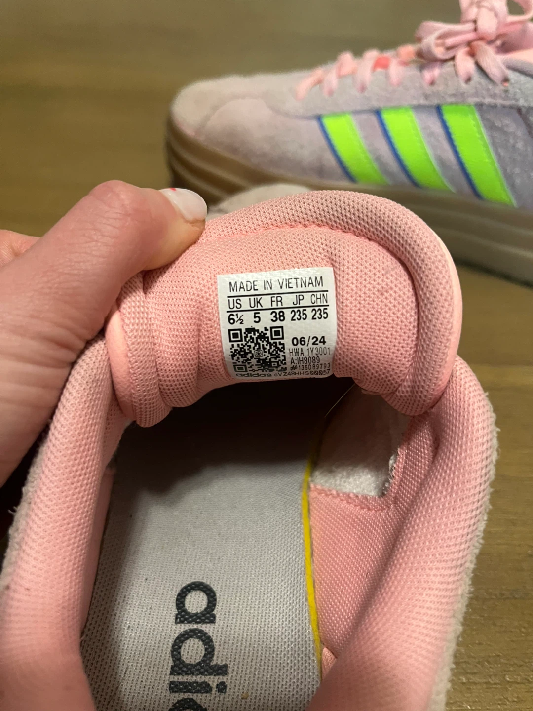 Adidas Women's Pink & Neon Green Sneakers Size 6.5 - photo 4