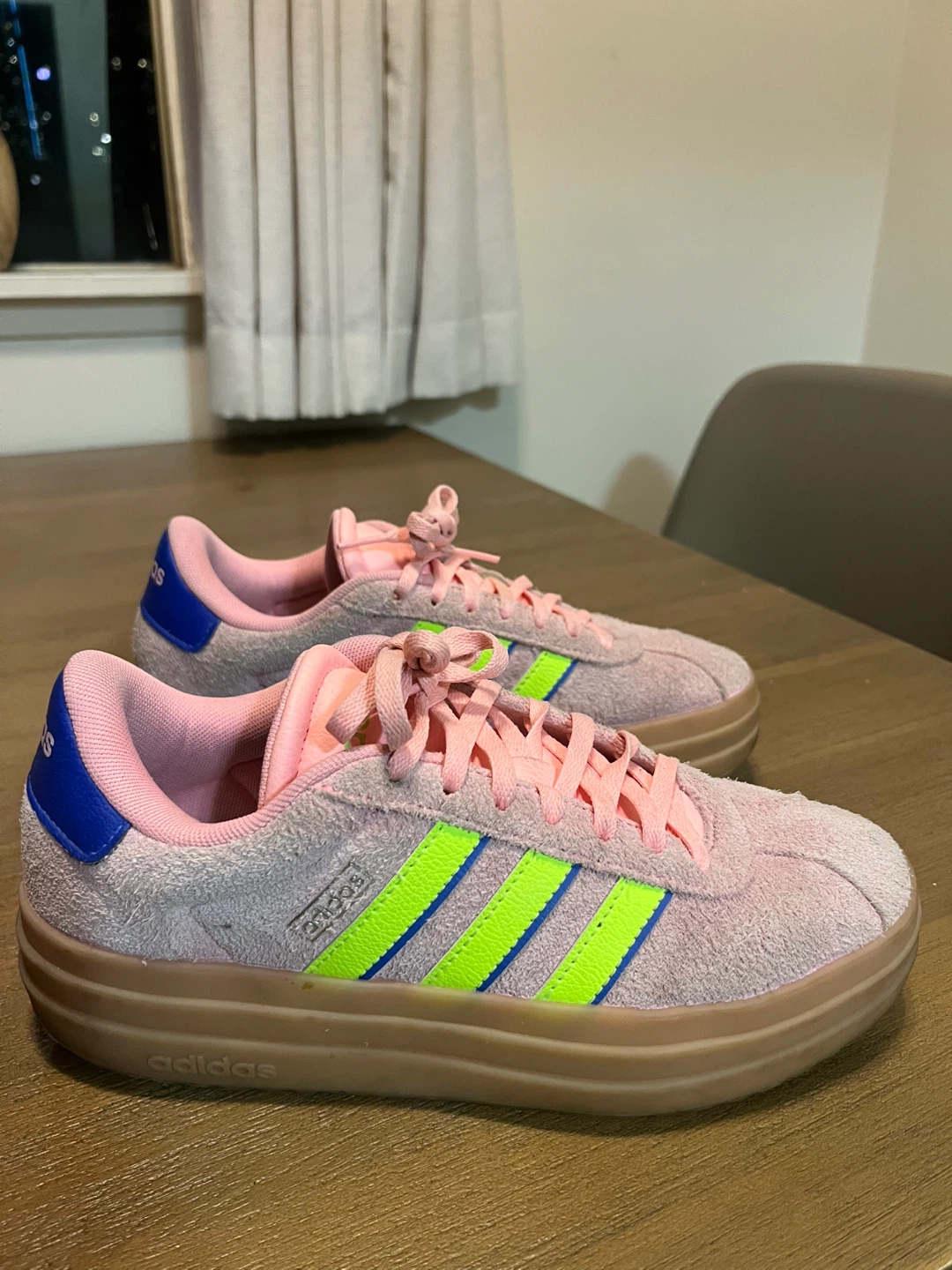 Adidas Women's Pink & Neon Green Sneakers Size 6.5