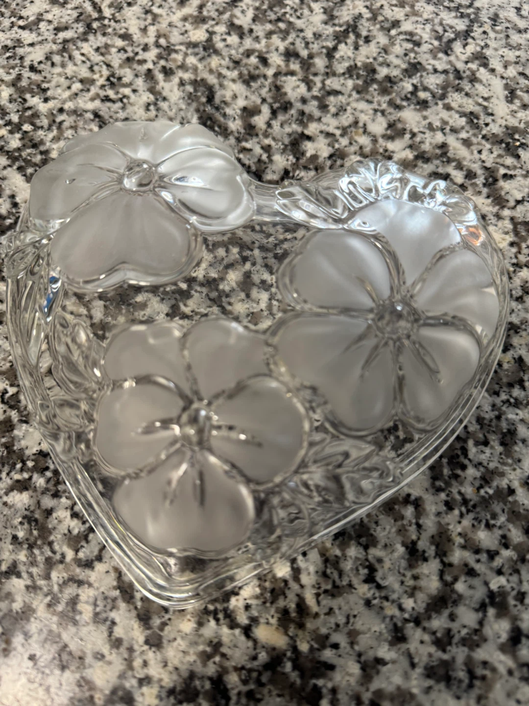 Heart Shaped Glass Dish with Floral Etching - photo 5