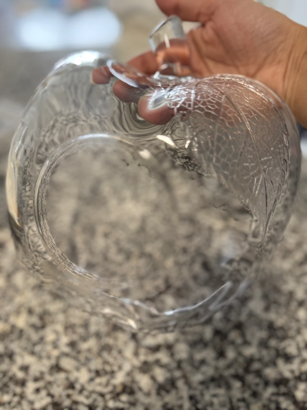 Clear Glass Apple Bowl with Leaf Detail - photo 3