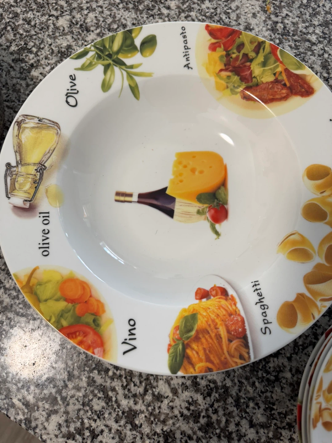 Set of 4 Pasta Design Dinner Plates with two large serving dish - photo 4
