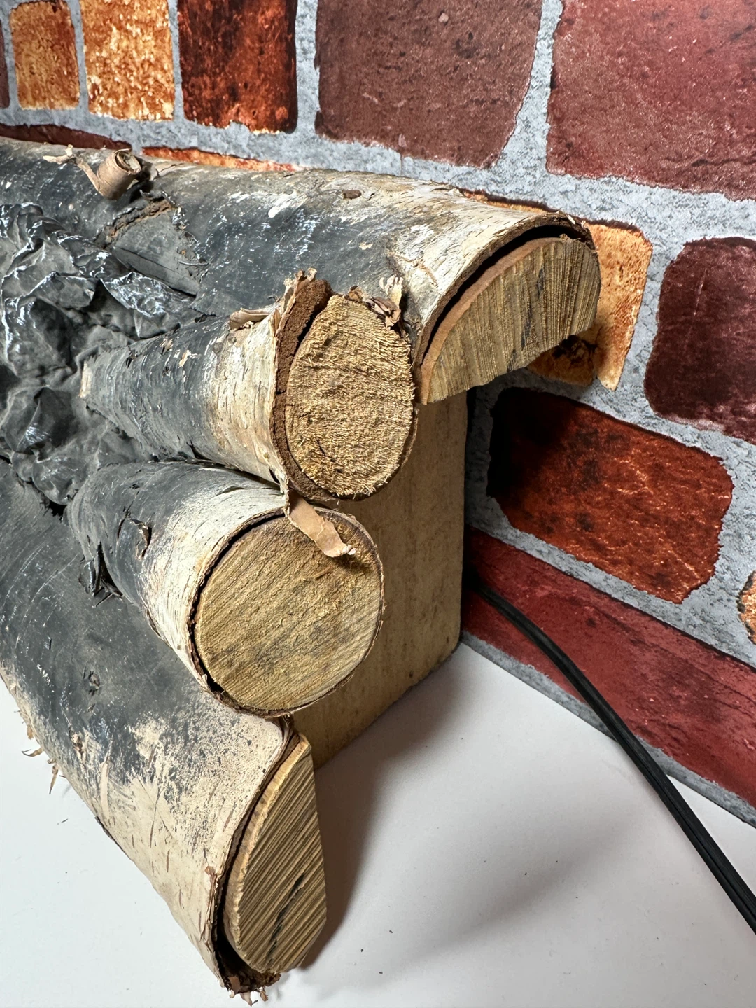 Vintage Electric Fireplace Log Set with Orange Bulb and Fan - photo 2