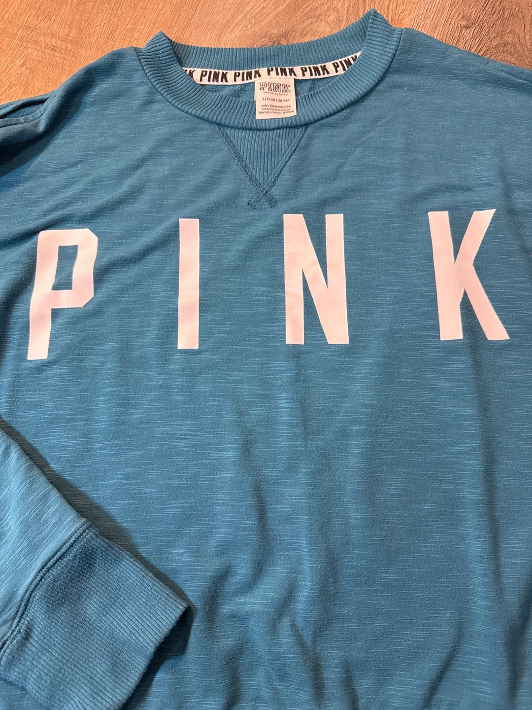 Victoria's Secret PINK Blue Graphic Crewneck Sweatshirt Size S - photo 3